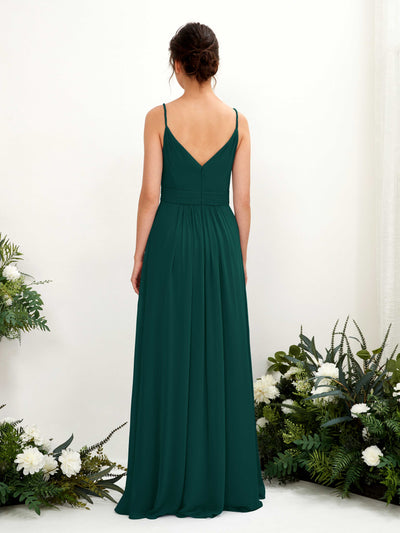 Carlyna Dira A-Line Dark Emerald Bridesmaid Dress Maxi Sleeveless V-Neck Dress Back View #color_dark-emerald