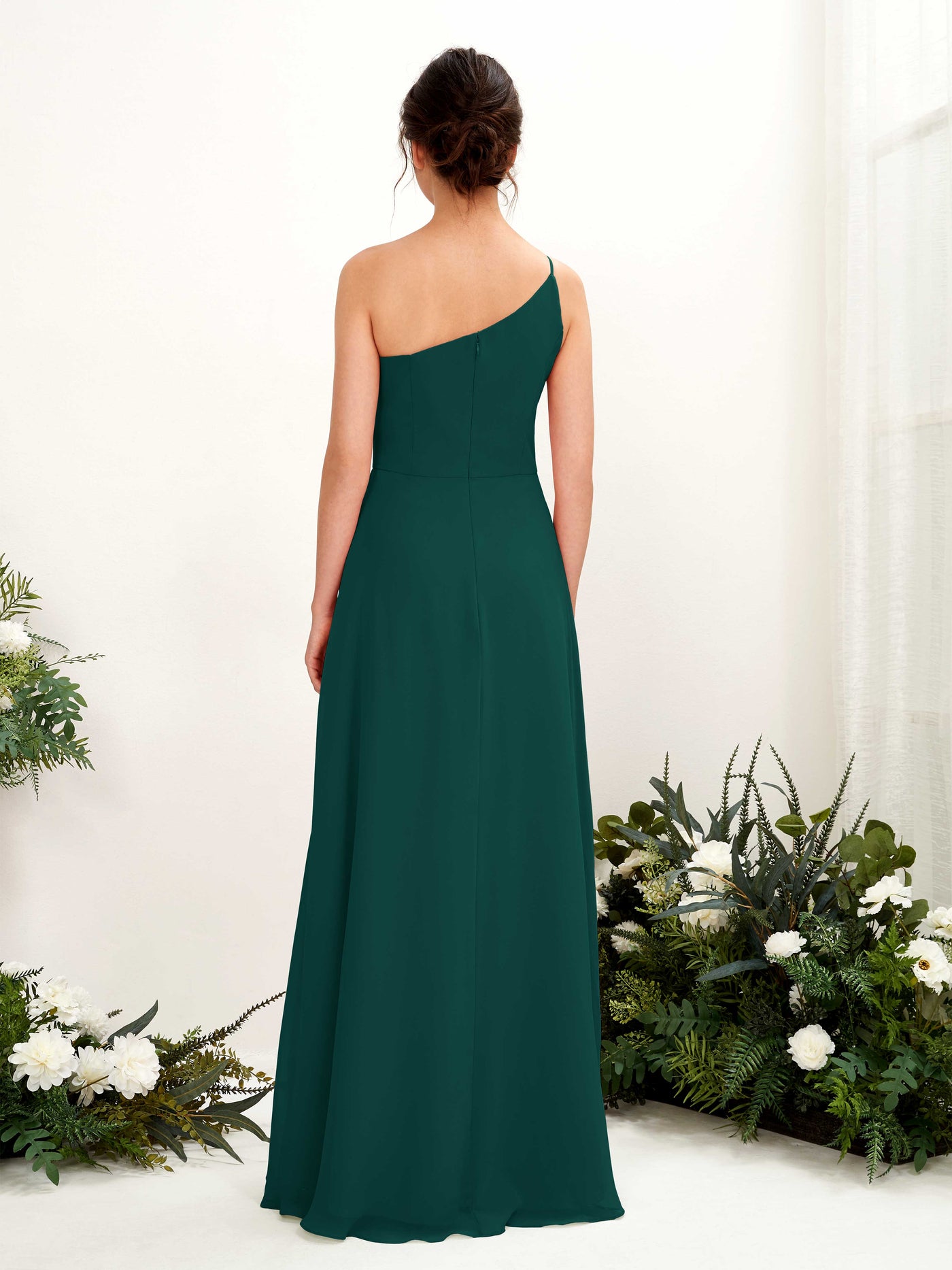 One Shoulder Sleeveless Chiffon Bridesmaid Dress - Dark Emerald (81225717)#color_dark-emerald