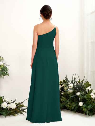 Carlyna Crystal A-Line Dark Emerald Bridesmaid Dress Maxi Sleeveless One Shoulder Dress Back View #color_dark-emerald