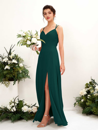 Carlyna Joa A-Line Dark Emerald Bridesmaid Dress Maxi Sleeveless V-Neck Dress #color_dark-emerald