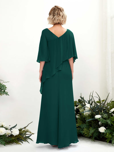 Carlyna Violaine A-Line Dark Emerald Bridesmaid Dress Maxi Three Quarter Sleeve V-Neck Dress #color_dark-emerald