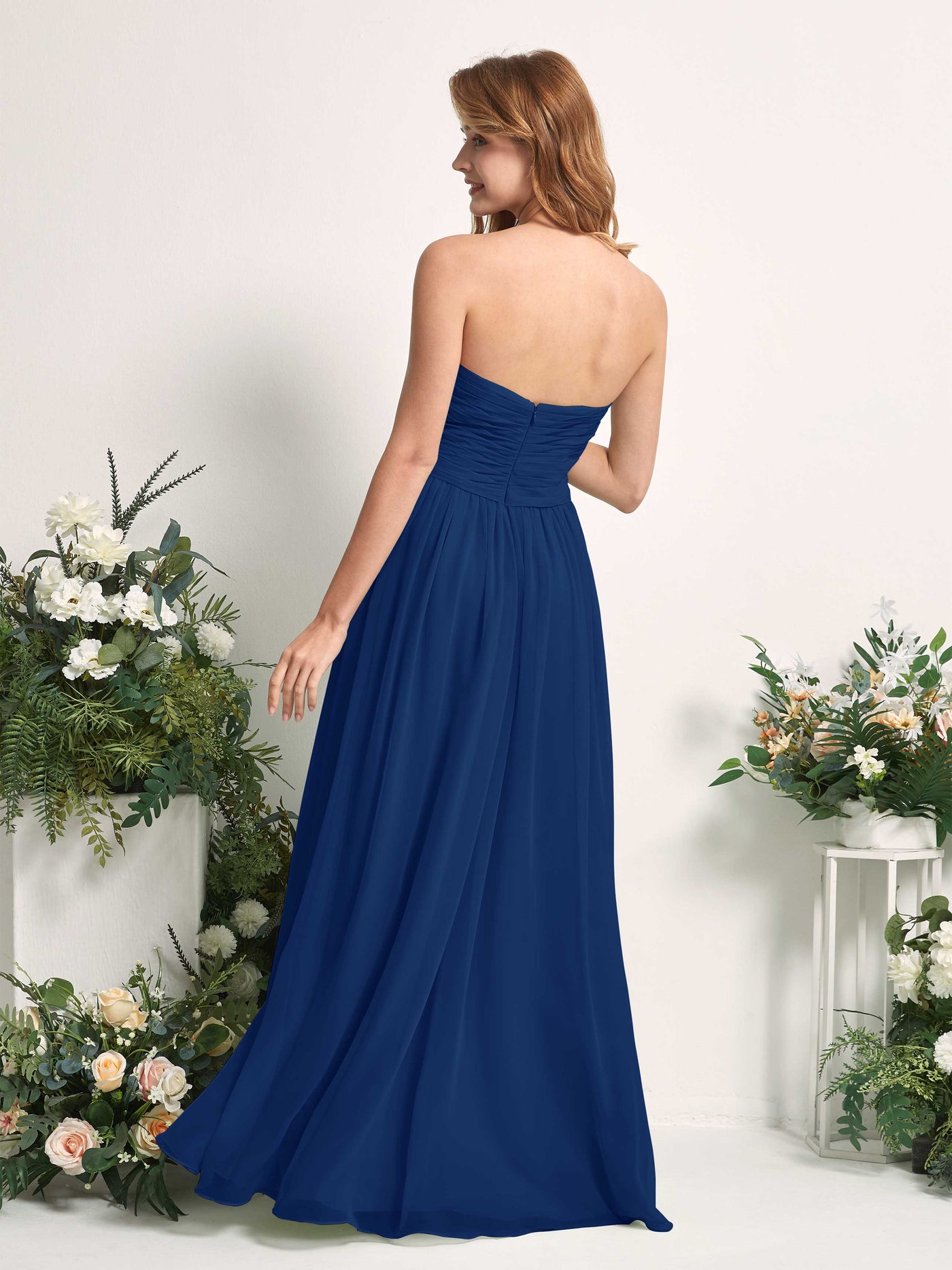 Bridesmaid Dress A-line Chiffon Sweetheart Full Length Sleeveless Wedding Party Dress - Royal Blue (81226937)#color_royal-blue