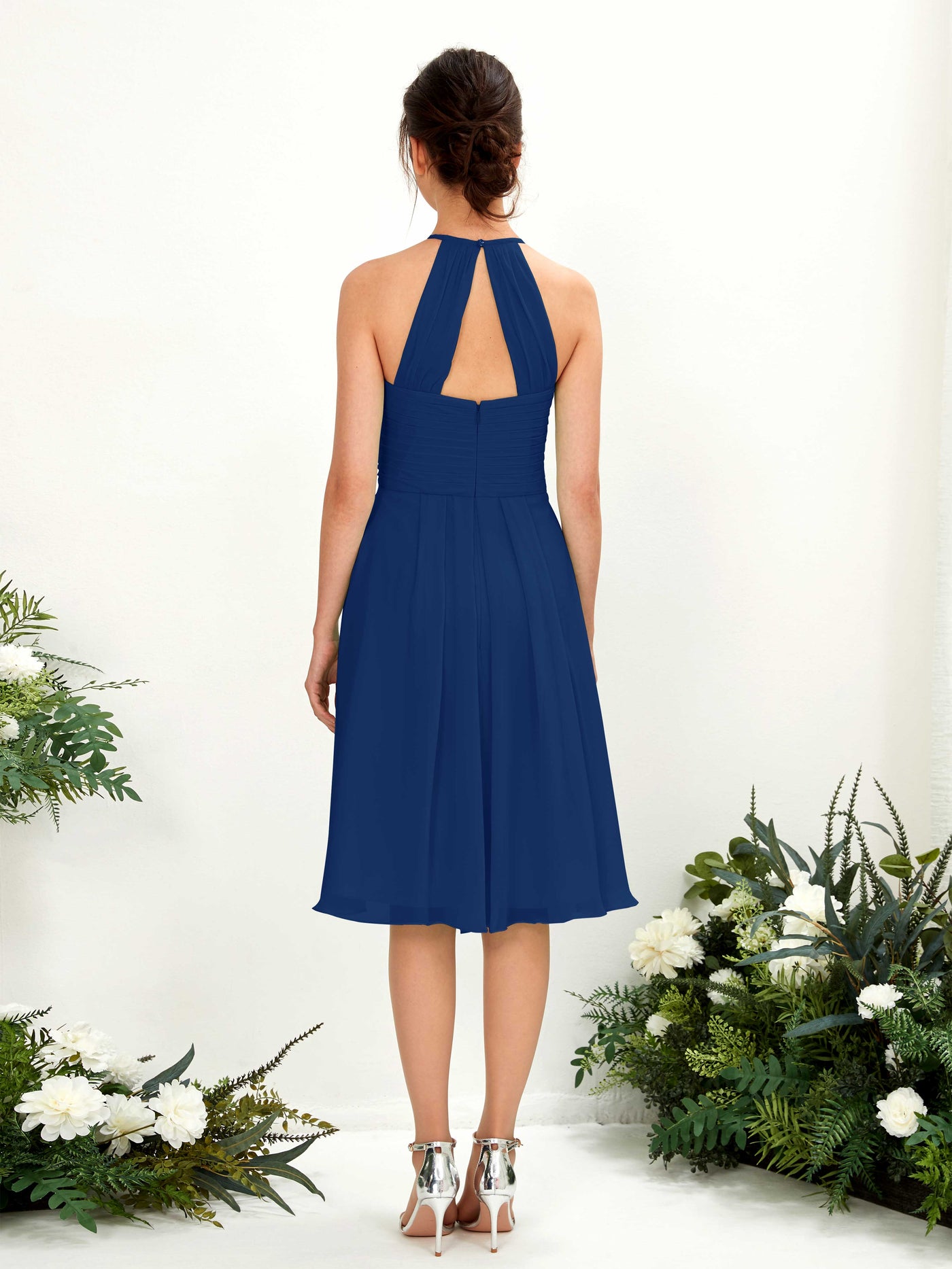 A-line Halter Sleeveless Chiffon Bridesmaid Dress - Royal Blue (81220437)#color_royal-blue