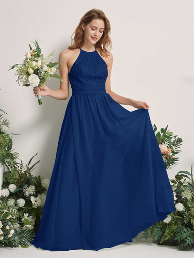 Carlyna Denise A-Line Royal Blue Embroidered Bridesmaid Dress Maxi Sleeveless Round Neck Dress Front View #color_royal-blue