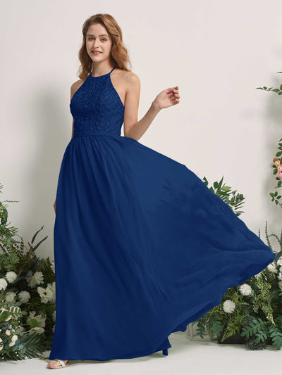 Carlyna Denise A-Line Royal Blue Embroidered Bridesmaid Dress Maxi Sleeveless Round Neck Dress Side View 2 #color_royal-blue