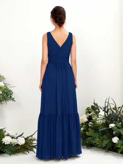 Carlyna Alissa A-Line Royal Blue Bridesmaid Dress Maxi Sleeveless V-Neck Dress Back View #color_royal-blue