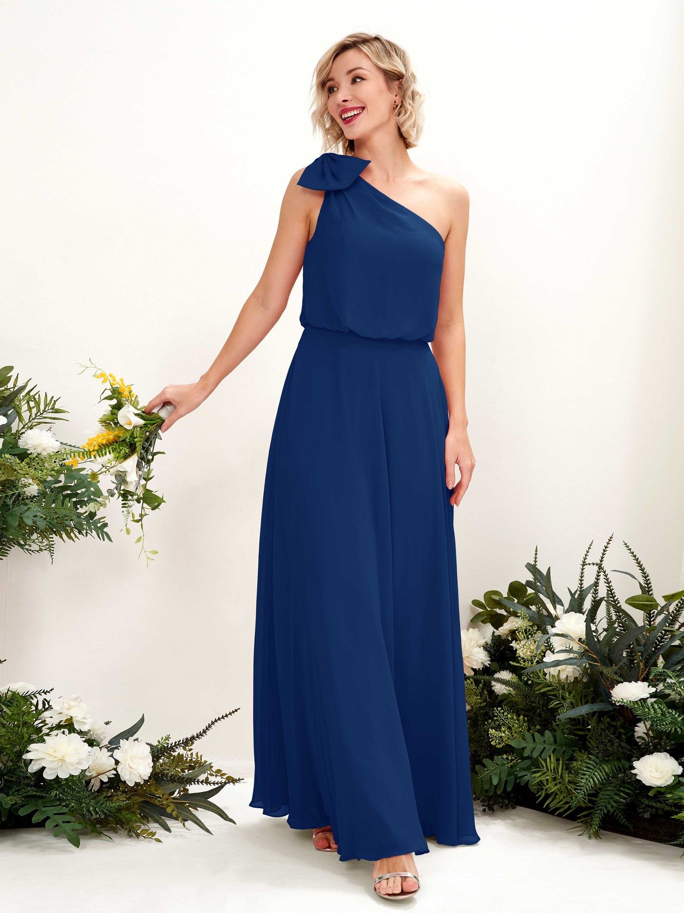 A-line One Shoulder Sleeveless Chiffon Bridesmaid Dress - Royal Blue (81225537)#color_royal-blue