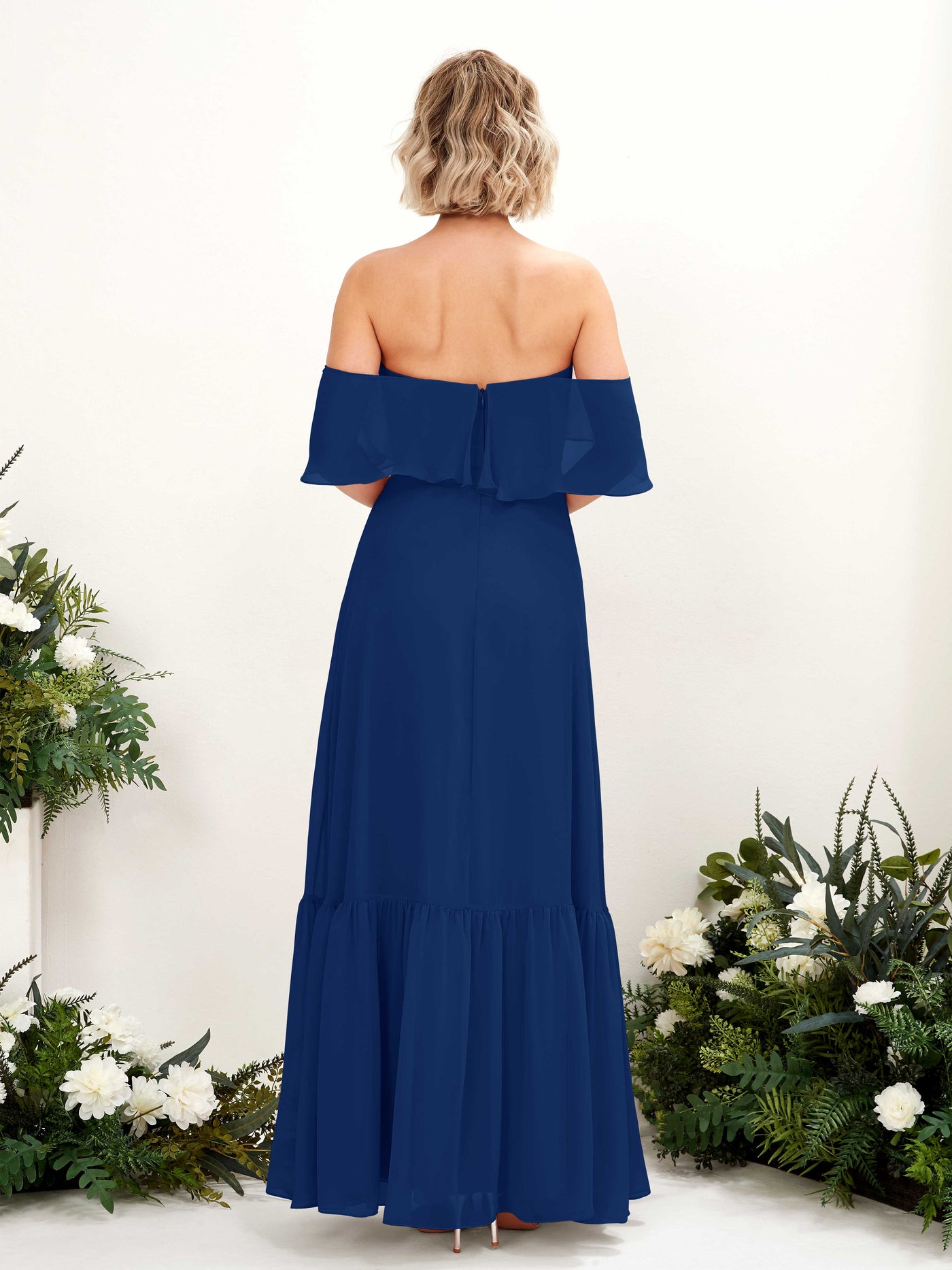 A-line Off Shoulder Chiffon Bridesmaid Dress - Royal Blue (81224537)#color_royal-blue