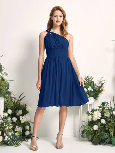 Carlyna Echo A-Line Royal Blue Bridesmaid Dress Knee-Length Sleeveless One Shoulder Dress Front View #color_royal-blue
