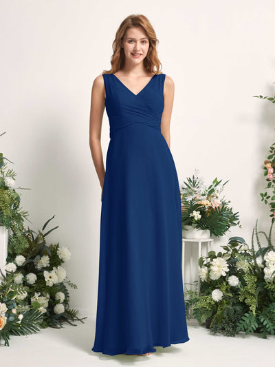 Carlyna June A-Line Royal Blue Bridesmaid Dress Maxi Sleeveless V-Neck Dress #color_royal-blue