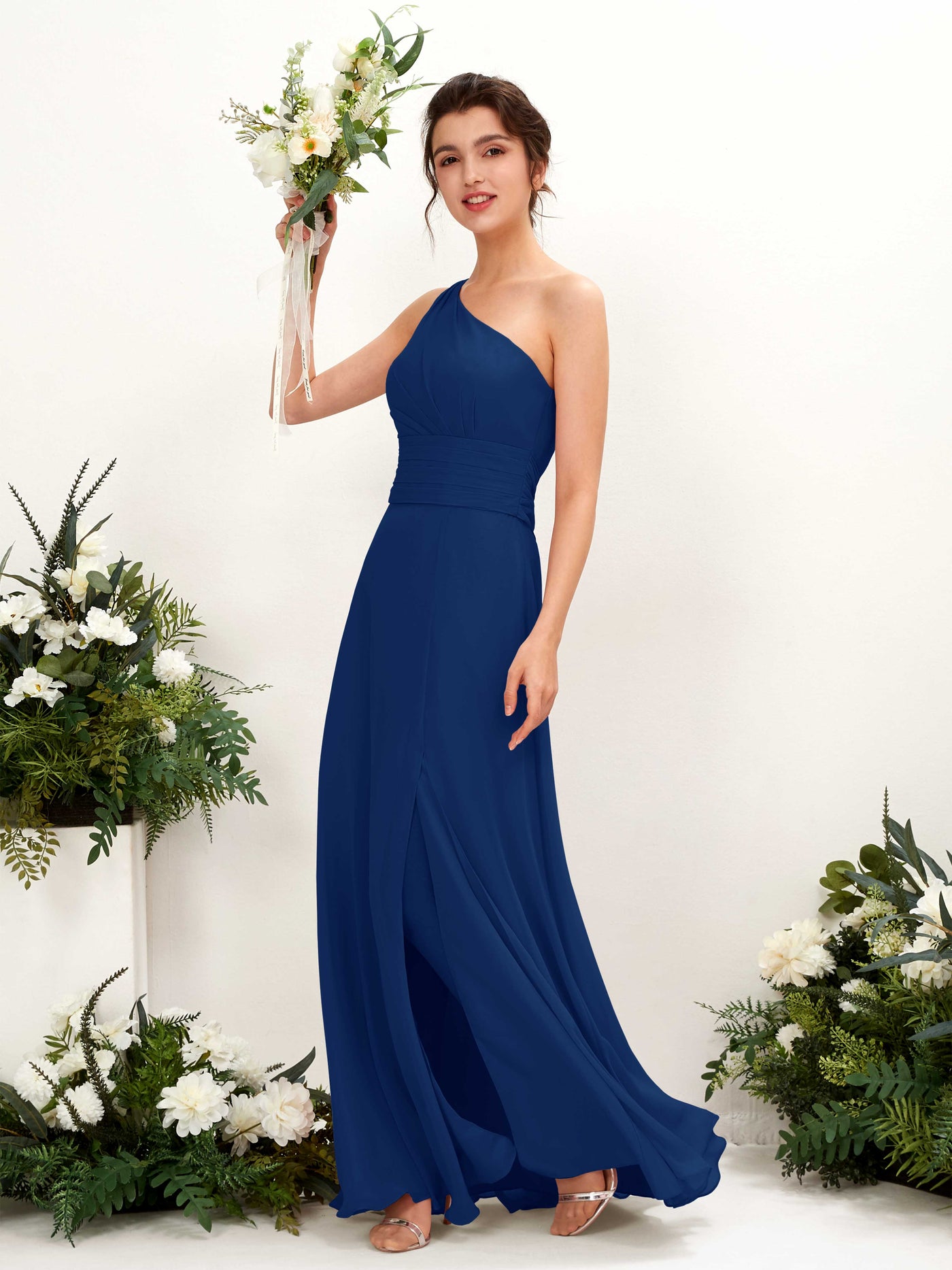 A-line One Shoulder Sleeveless Bridesmaid Dress - Royal Blue (81224737)#color_royal-blue