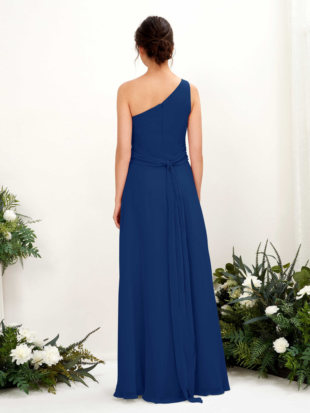 blue dress for baby girl Simple One Shoulder Royal Blue Satin Long Mermaid Custom Bridesmaid Dresses  , BN1183 main image 1