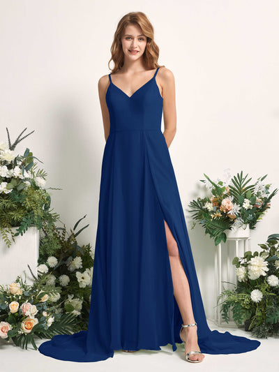 Carlyna Marcia A-Line Royal Blue Bridesmaid Dress Maxi Sleeveless V-Neck Dress #color_royal-blue