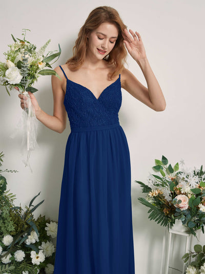 Carlyna Alexandra A-Line Royal Blue Beaded Bridesmaid Dress Maxi Sleeveless V-Neck Dress Side View 2 #color_royal-blue