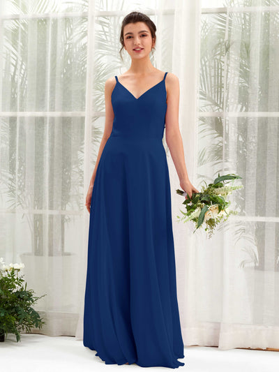 Carlyna Elsa A-Line Royal Blue Bridesmaid Dress Maxi Sleeveless V-Neck Dress Front View #color_royal-blue