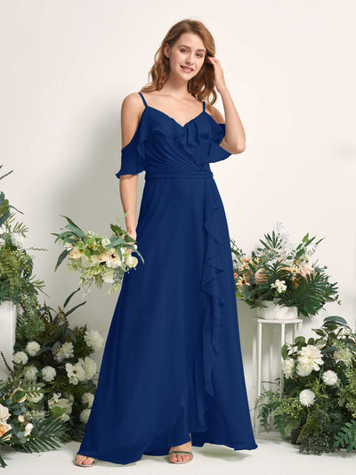 Carlyna Yvette A-Line Royal Blue Bridesmaid Dress Maxi Sleeveless V-Neck Dress #color_royal-blue