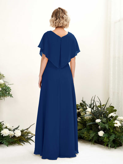 Carlyna Soleil A-Line Royal Blue Bridesmaid Dress Maxi Short Sleeve V-Neck Dress #color_royal-blue