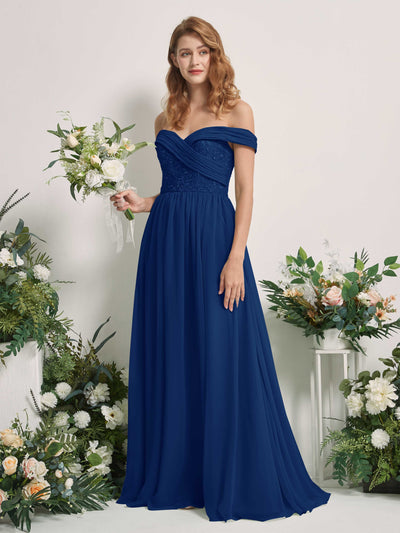 Carlyna Leona A-Line Royal Blue Embroidered Bridesmaid Dress Maxi Sleeveless Sweetheart Dress #color_royal-blue