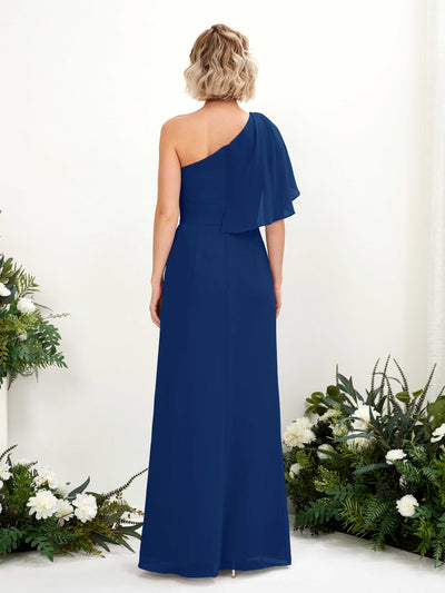 Carlyna Brook A-Line Royal Blue Bridesmaid Dress Maxi Sleeveless One Shoulder Dress Back View #color_royal-blue