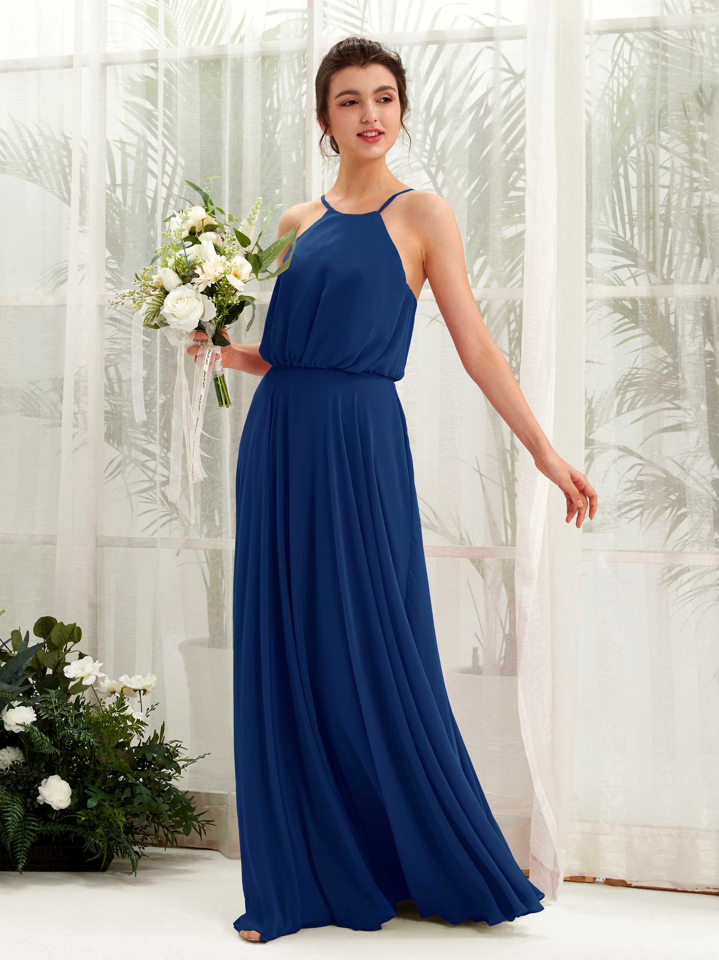 Bohemian Halter Spaghetti-straps Bridesmaid Dress - Royal Blue (81223437)#color_royal-blue