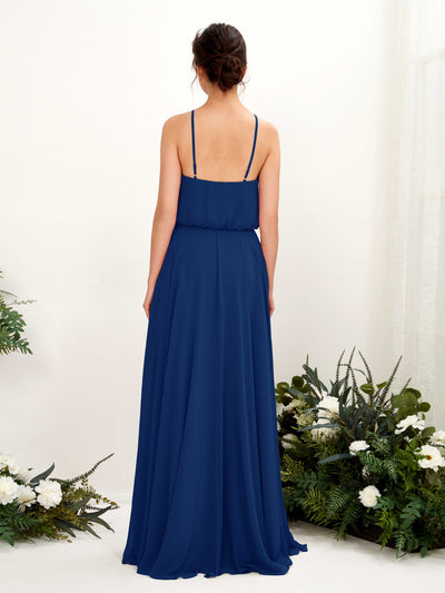 Carlyna Alva A-Line Royal Blue Bridesmaid Dress Maxi Sleeveless Halter Dress Back View #color_royal-blue