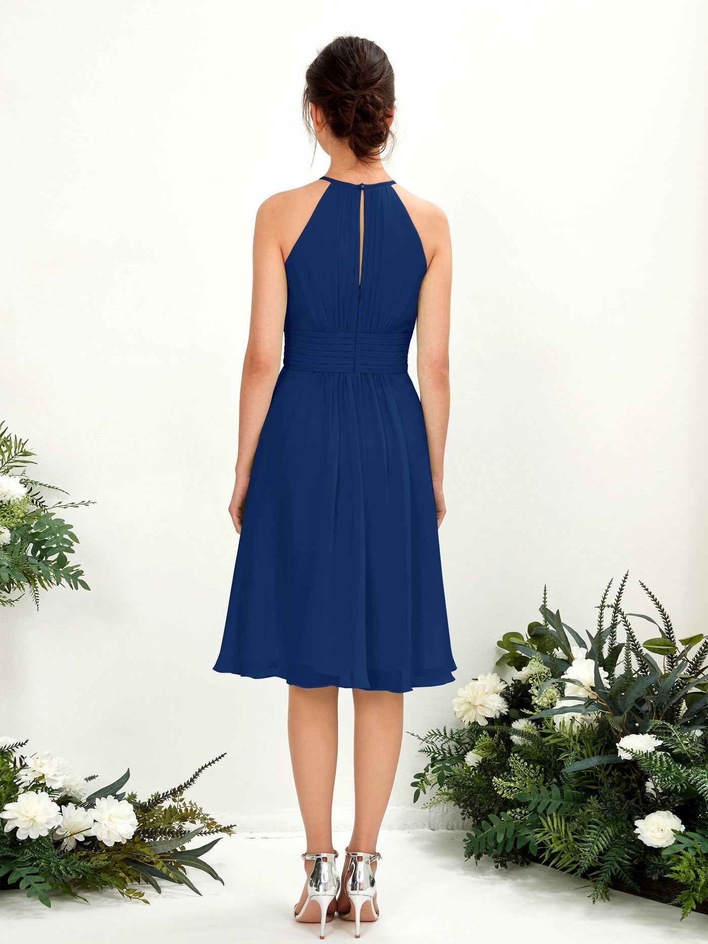 Halter Sleeveless Chiffon Bridesmaid Dress - Royal Blue (81220137)#color_royal-blue