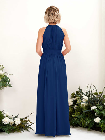 Carlyna Eden A-Line Royal Blue Bridesmaid Dress Maxi Sleeveless Round Neck Dress Back View #color_royal-blue