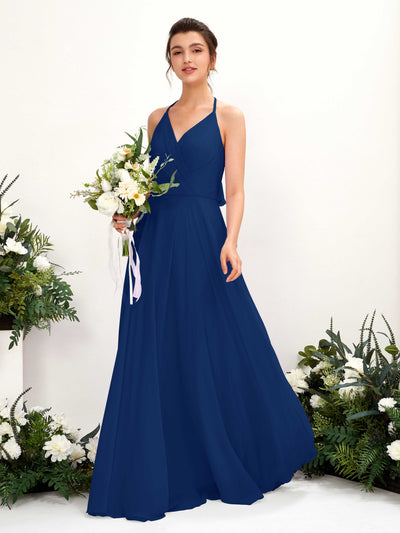 Carlyna Launo A-Line Royal Blue Bridesmaid Dress Maxi Sleeveless V-Neck Dress #color_royal-blue