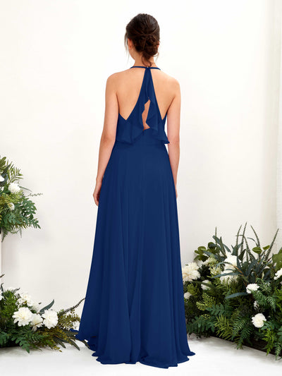 Carlyna Launo A-Line Royal Blue Bridesmaid Dress Maxi Sleeveless V-Neck Dress #color_royal-blue