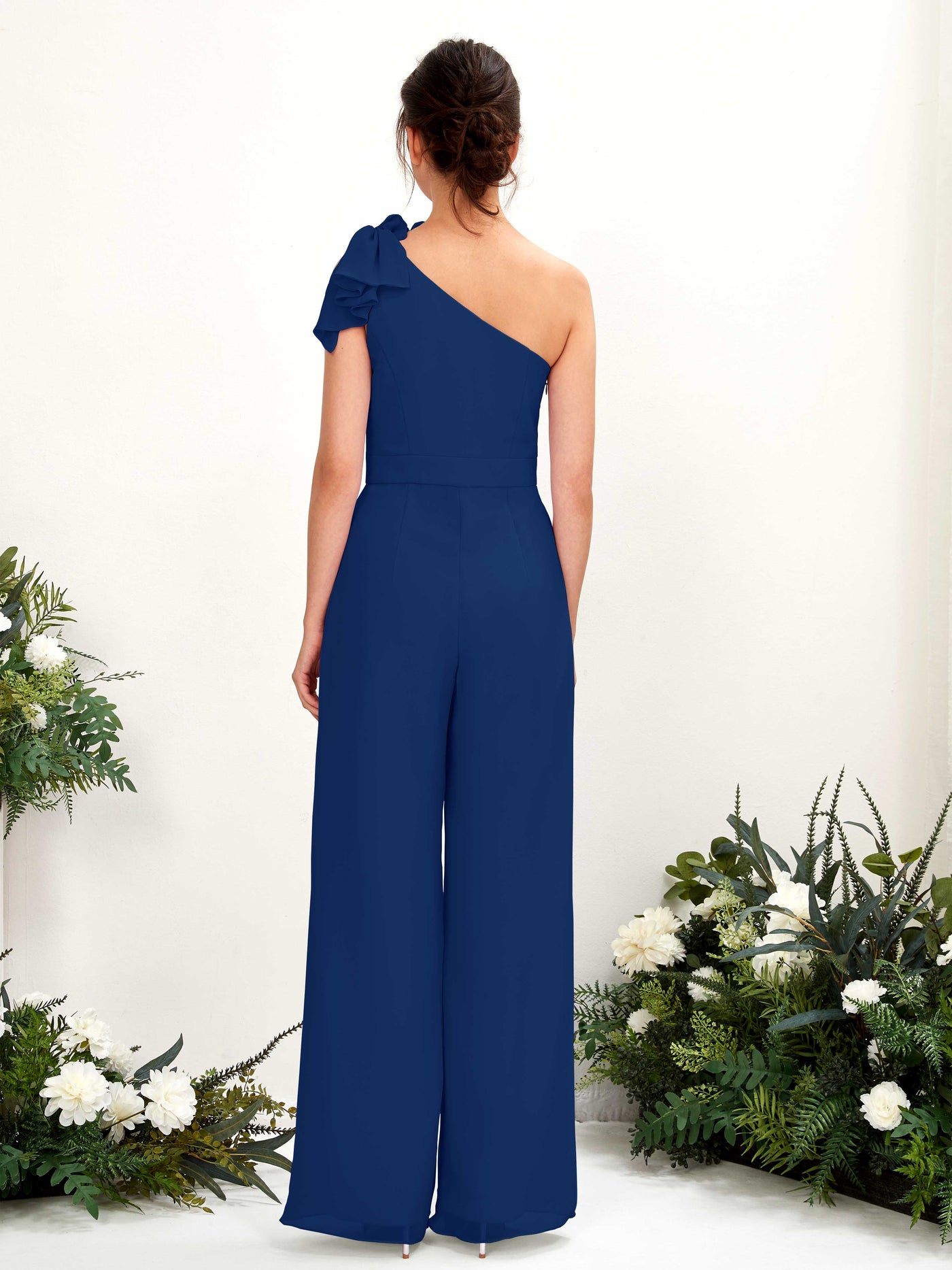 One Shoulder Sleeveless Chiffon Bridesmaid Wide-Leg Jumpsuit - Royal Blue (81220837)#color_royal-blue