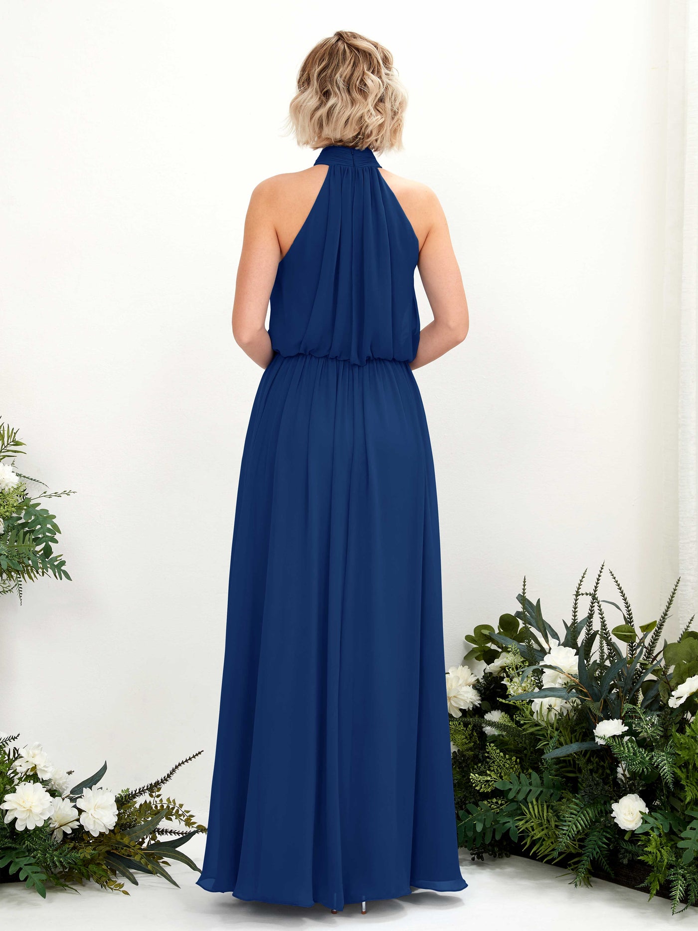 Halter Sleeveless Chiffon Bridesmaid Dress - Royal Blue (81222937)#color_royal-blue