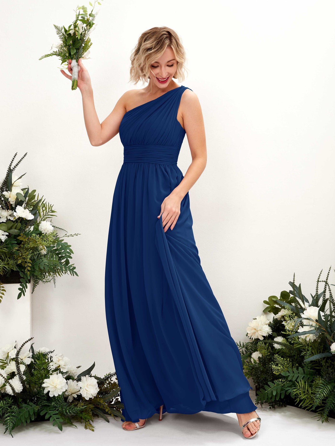 One Shoulder Sleeveless Chiffon Bridesmaid Dress - Royal Blue (81225037)#color_royal-blue