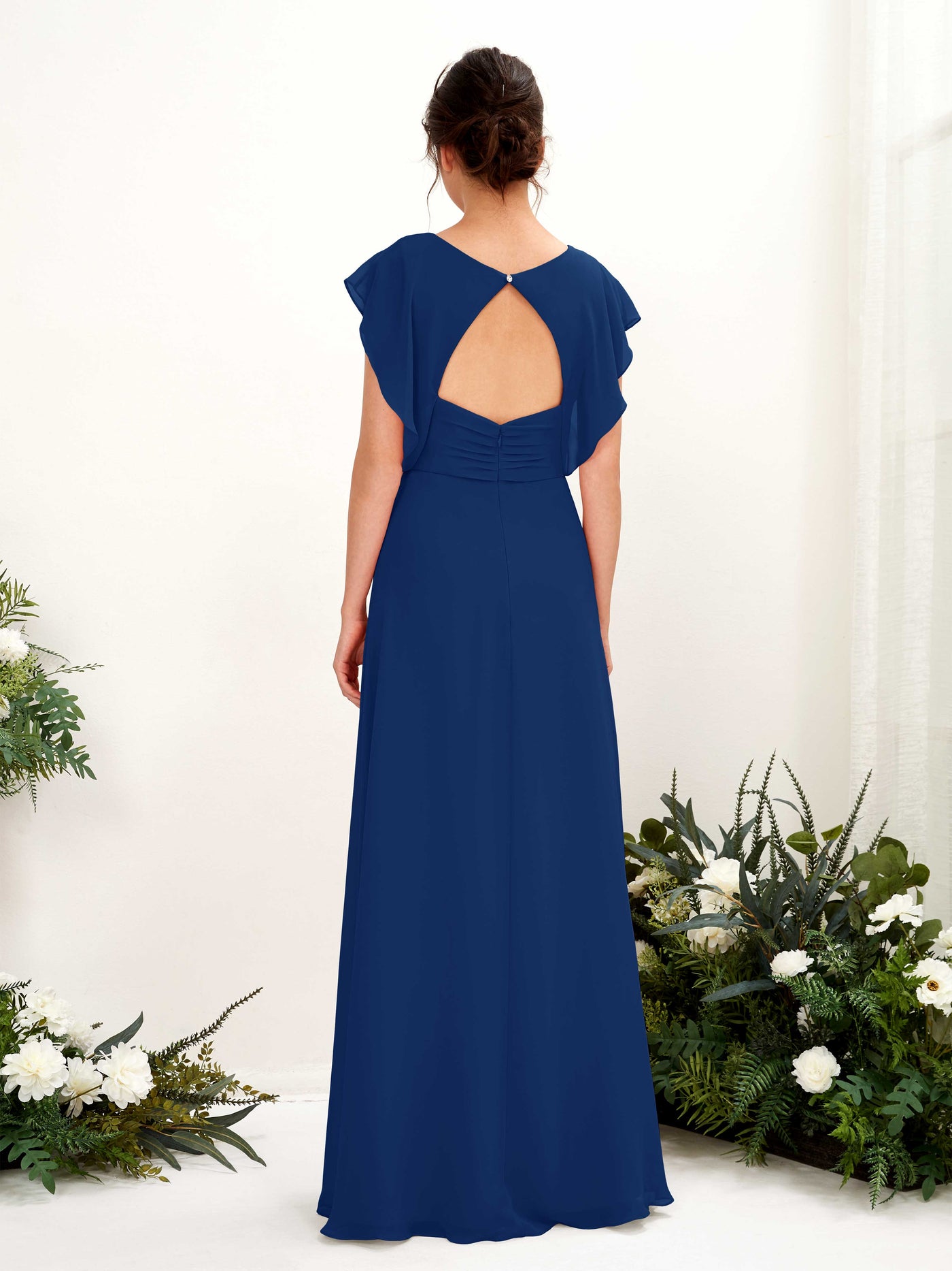 V-neck Cap Sleeves Bridesmaid Dress - Royal Blue (81225637)#color_royal-blue