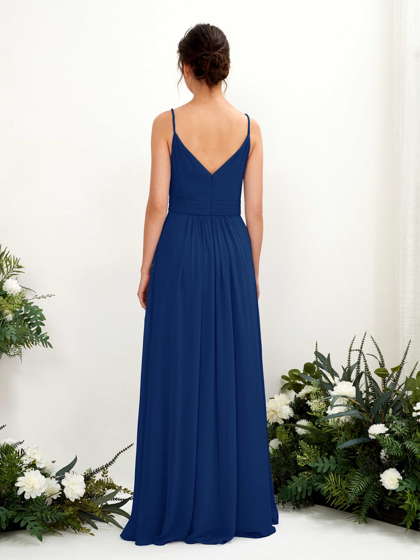 Spaghetti-straps V-neck Sleeveless Bridesmaid Dress - Royal Blue (81223937)#color_royal-blue