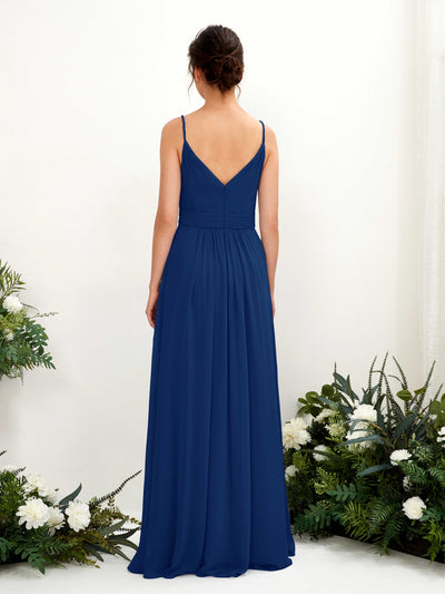 Carlyna Dira A-Line Royal Blue Bridesmaid Dress Maxi Sleeveless V-Neck Dress Back View #color_royal-blue