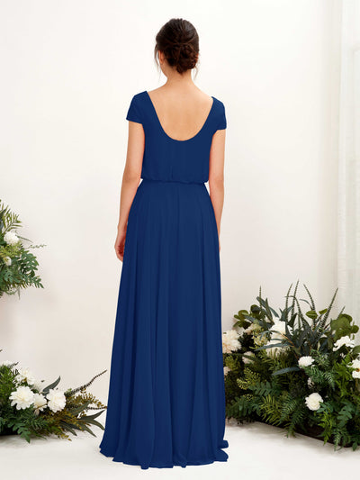 Carlyna Pauline A-Line Royal Blue Bridesmaid Dress Maxi Cap Sleeve V-Neck Dress #color_royal-blue