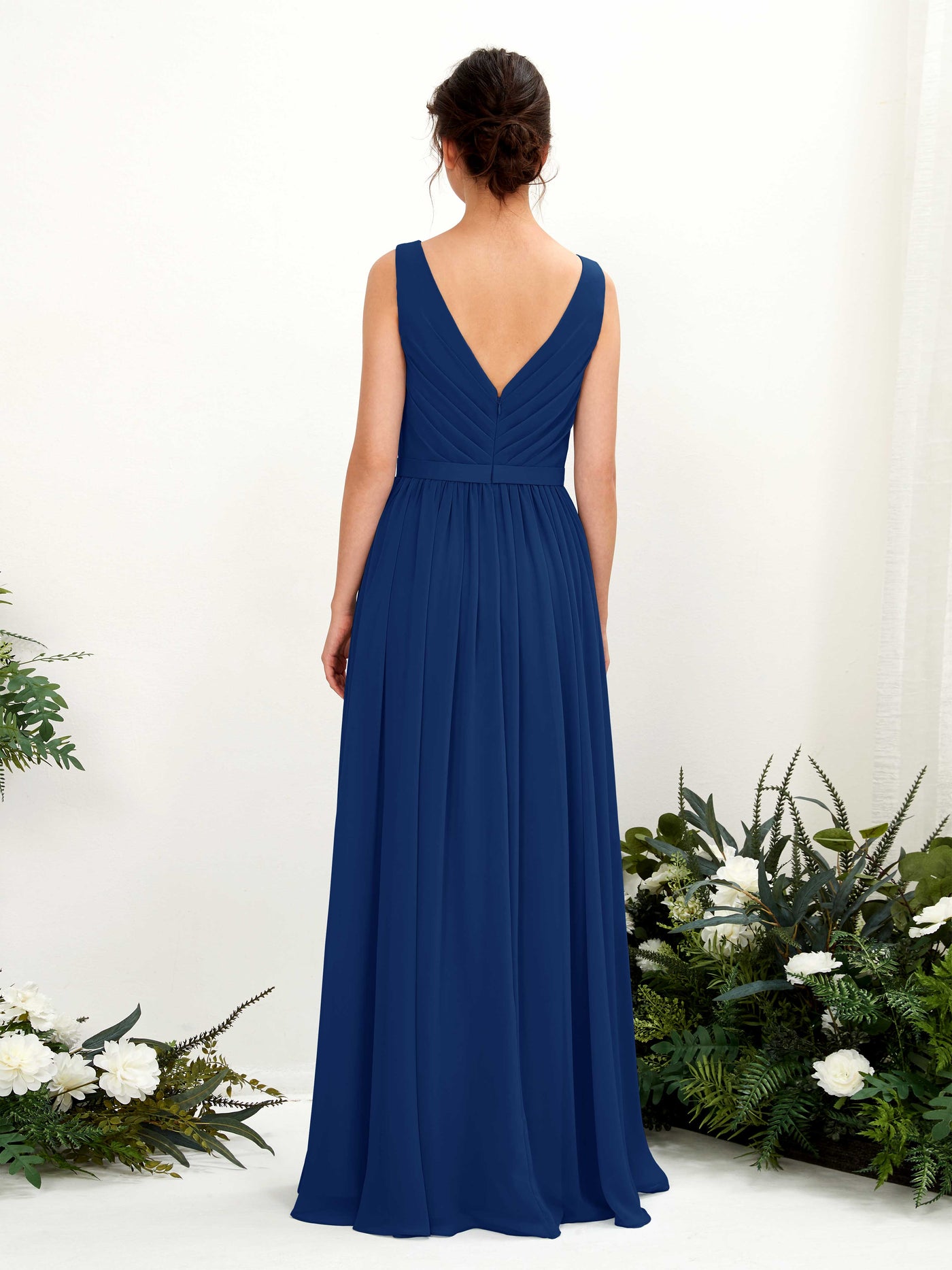 V-neck Sleeveless Chiffon Bridesmaid Dress - Royal Blue (81223637)#color_royal-blue