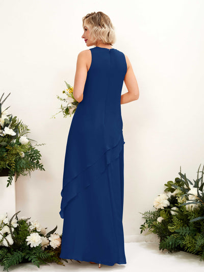 Carlyna Finna Sheath Royal Blue Bridesmaid Dress Maxi Sleeveless Round Neck Dress Back View #color_royal-blue