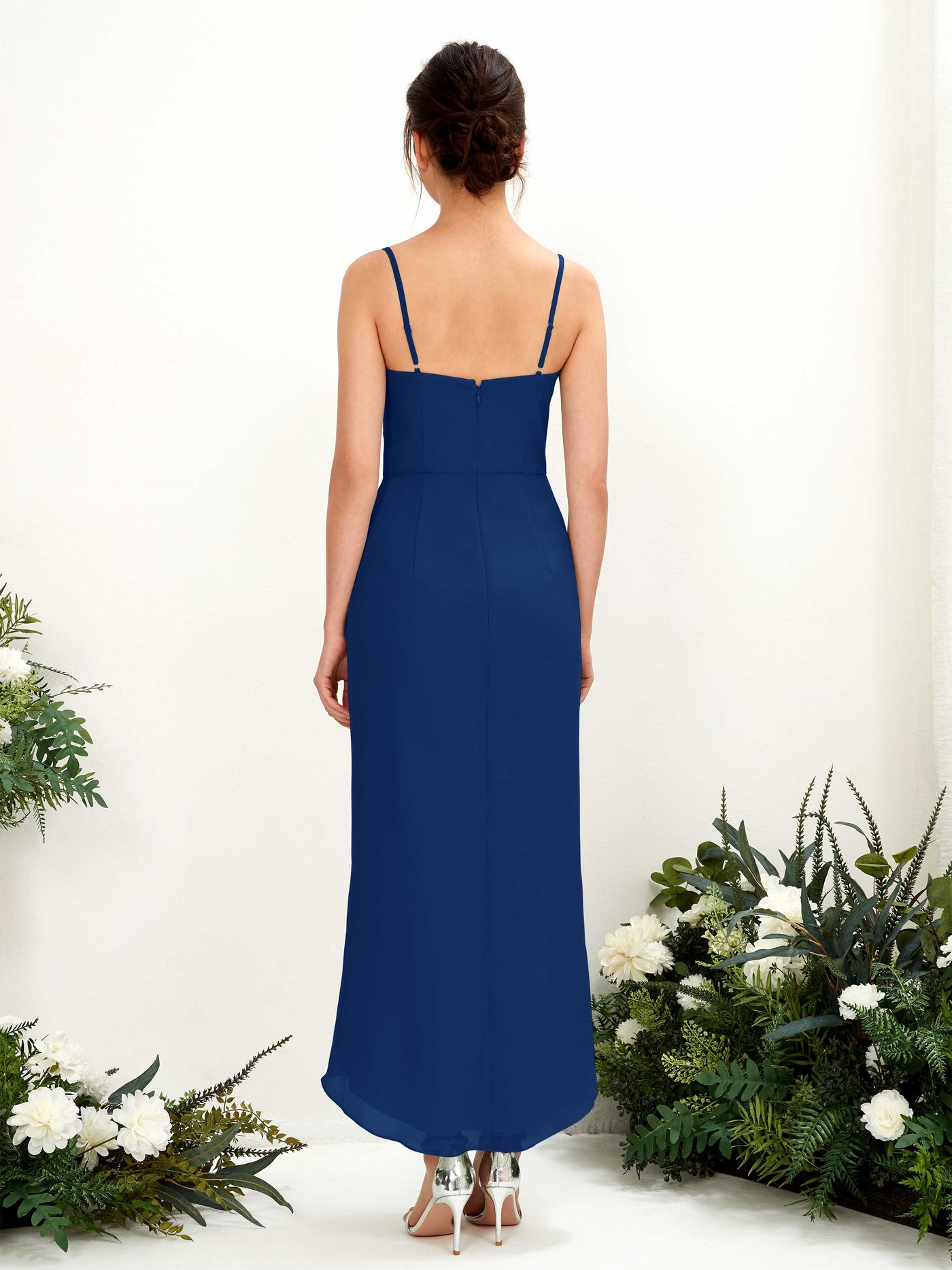 Spaghetti-straps V-neck Sleeveless Chiffon Bridesmaid Dress - Royal Blue (81221337)#color_royal-blue