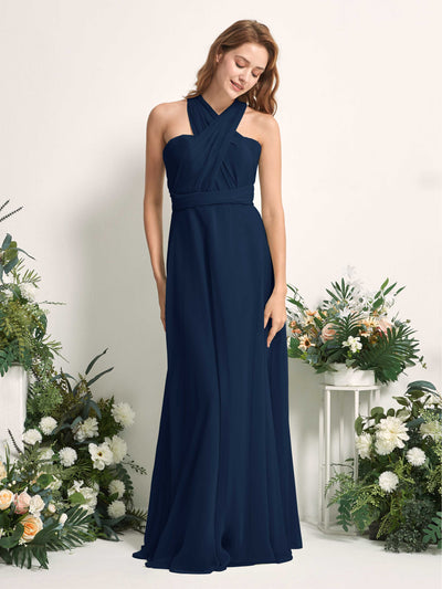 Carlyna Carolyn Convertible Navy Bridesmaid Dress Maxi Sleeveless Sweetheart Dress Side View 5 #color_navy