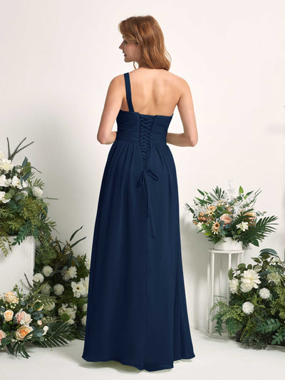 Carlyna Pandora A-Line Navy Bridesmaid Dress Maxi Sleeveless One Shoulder Dress #color_navy