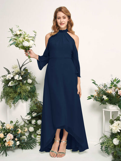 Carlyna Maxine A-Line Navy Bridesmaid Dress Maxi Sleeveless Round Neck Dress #color_navy