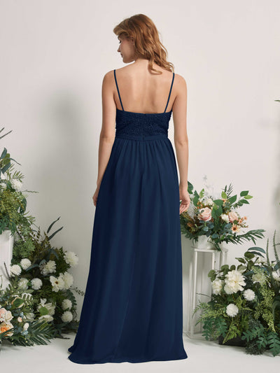 Carlyna Ursula A-Line Navy Beaded Bridesmaid Dress Maxi Sleeveless Sweetheart Dress #color_navy