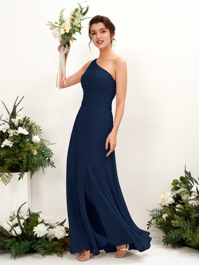 Carlyna Trita Sheath Navy Bridesmaid Dress Maxi Sleeveless One Shoulder Dress #color_navy