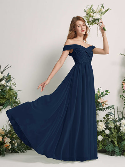 Carlyna Leona A-Line Navy Embroidered Bridesmaid Dress Maxi Sleeveless Sweetheart Dress #color_navy