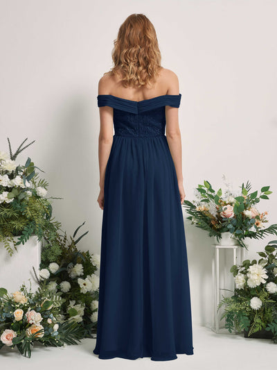 Carlyna Leona A-Line Navy Embroidered Bridesmaid Dress Maxi Sleeveless Sweetheart Dress #color_navy
