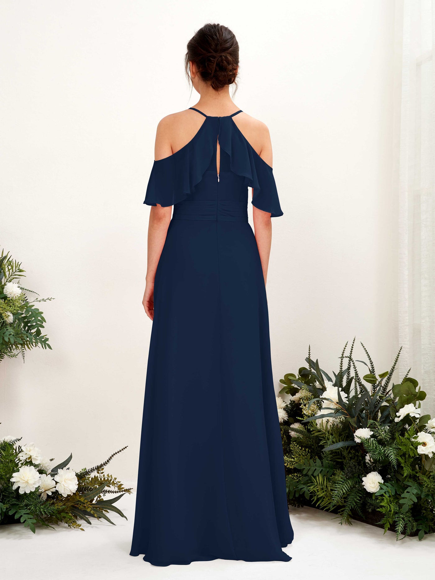 Ball Gown Off Shoulder Spaghetti-straps Chiffon Bridesmaid Dress  (81221713)#color_navy