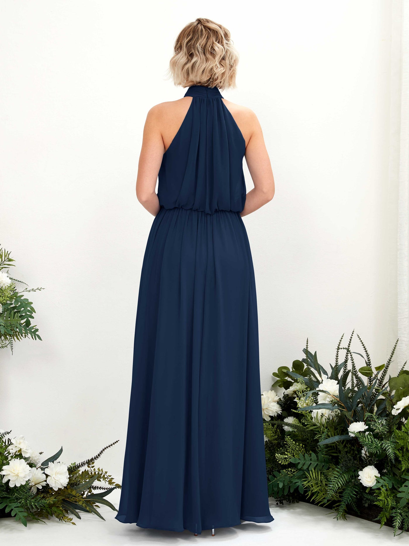 Halter Sleeveless Chiffon Bridesmaid Dress (81222913)#color_navy