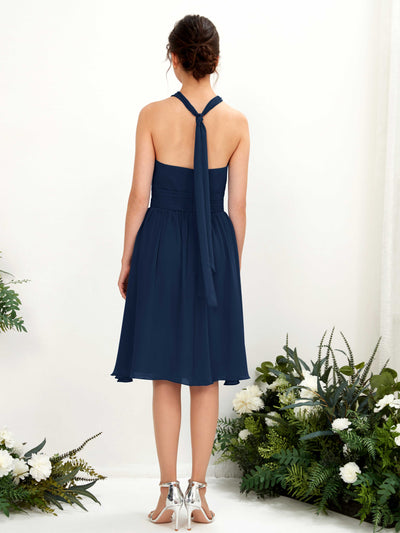 Carlyna Yvonne A-Line Navy Bridesmaid Dress Knee-Length Sleeveless Round Neck Dress #color_navy