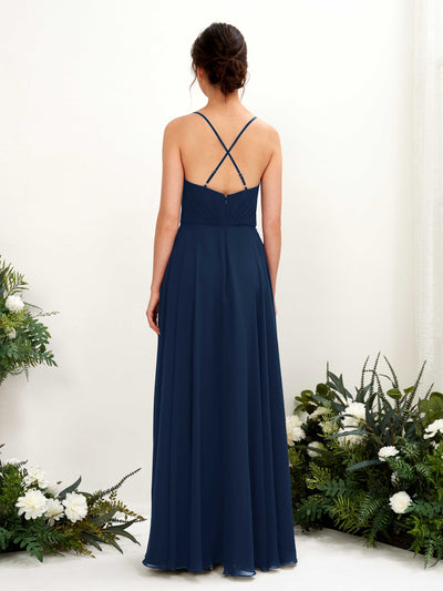 Carlyna Naura A-Line Navy Bridesmaid Dress Maxi Sleeveless V-Neck Dress #color_navy